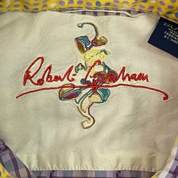 Robert Graham Men's Multicolor Striped Long Sleeve Button Down Shirt Size 2XL - Picture 6 of 10